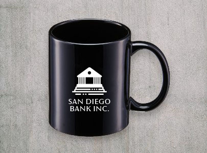Custom imprinted 11 Oz. Ceramic Coffee Mug for San Diego, CA with a local business logo