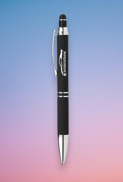 Custom decorated Phoenix Softy Gel Pen w/ Stylus for San Diego, CA Custom imprinted Phoenix Softy Gel Pen w/ Stylus for San Diego, CA with a local business logo