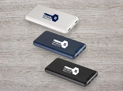 Custom decorated 10000mAh Power Bank for San Diego, CA Custom imprinted 10000mAh Power Bank for San Diego, CA with a local business logo