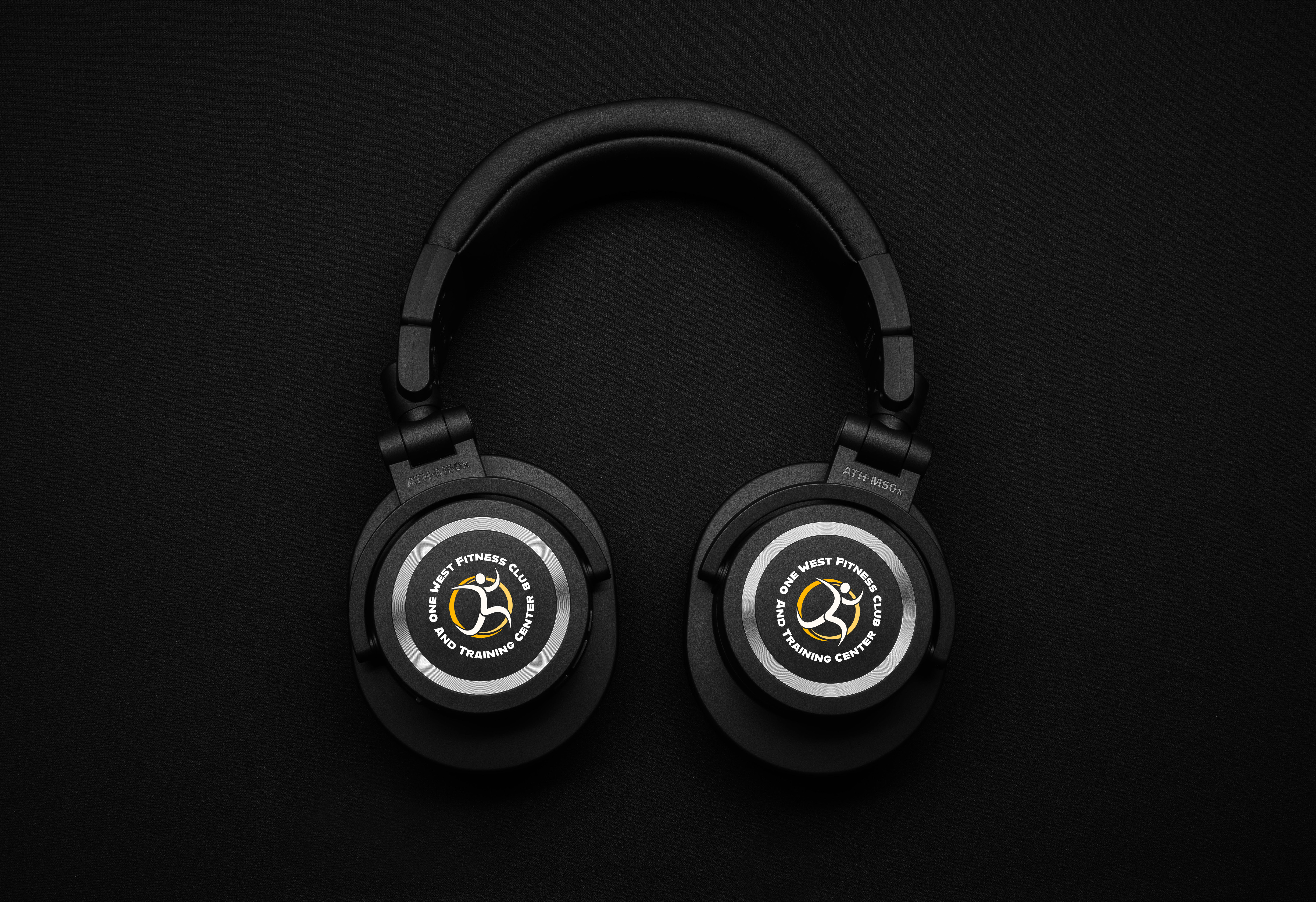 Custom printed headphones on dark background